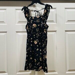 Wild Fable Black Floral Ruffled Sundress Size M
